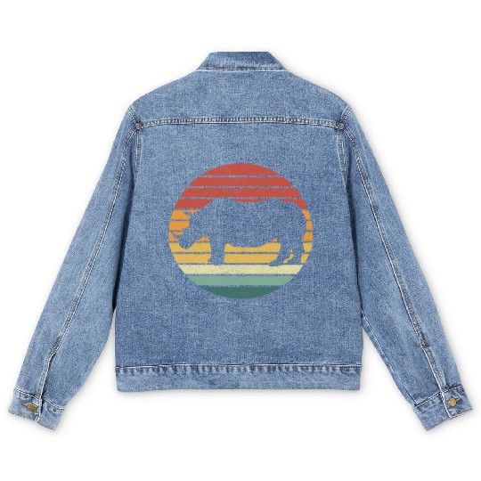 Rhino Lover - Vintage Sunset Rhinoceros Men's Denim Jackets