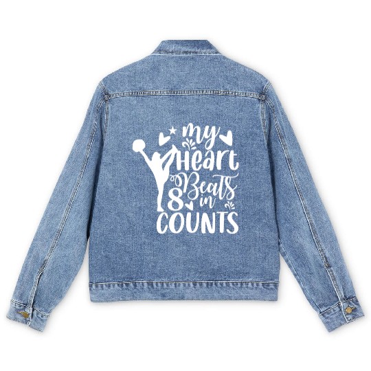 My Heart Beats in 8 Counts Cheerleading Men's Denim Jackets