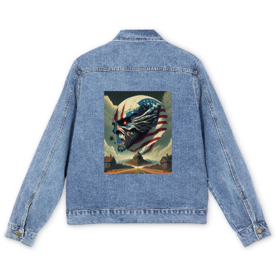 Show Your American Pride with this Patriotic Skull Men's Denim Jackets