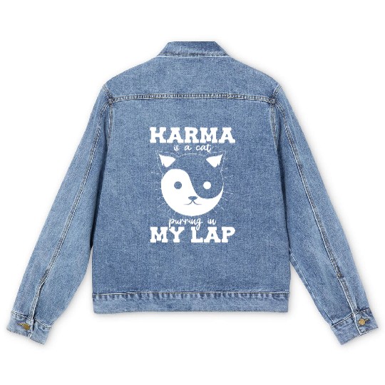 Karma is a Cat Purring in My Lap Witchcraft Tarot Men's Denim Jackets