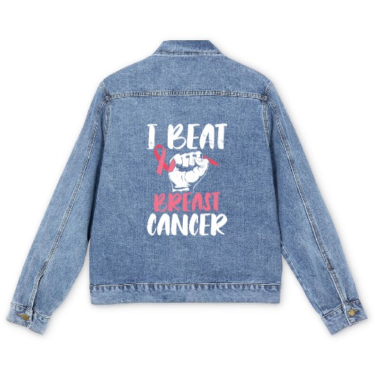 I Beat Breast Cancer Survivor Breast Cancer Men's Denim Jackets