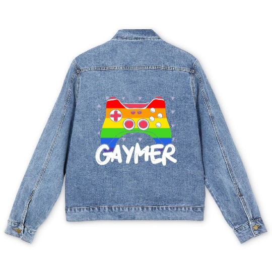 Gaymer Video Game Rainbow Pride Month LGBTQ Gay Men's Denim Jackets