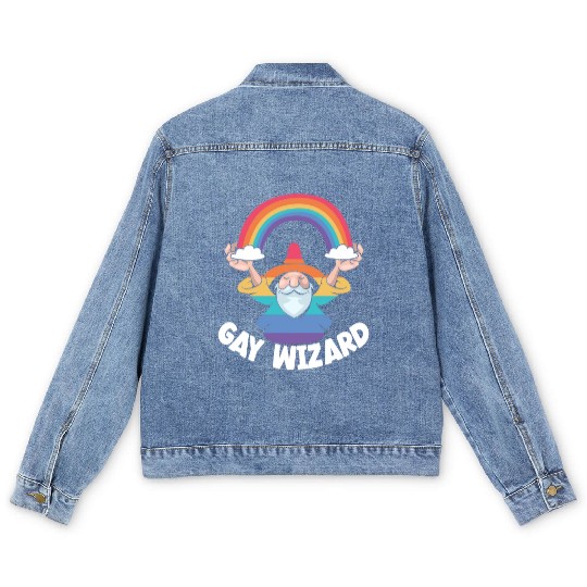 Gay Wizard Rainbow Pride Month LGBTQ Gay Pride Men's Denim Jackets