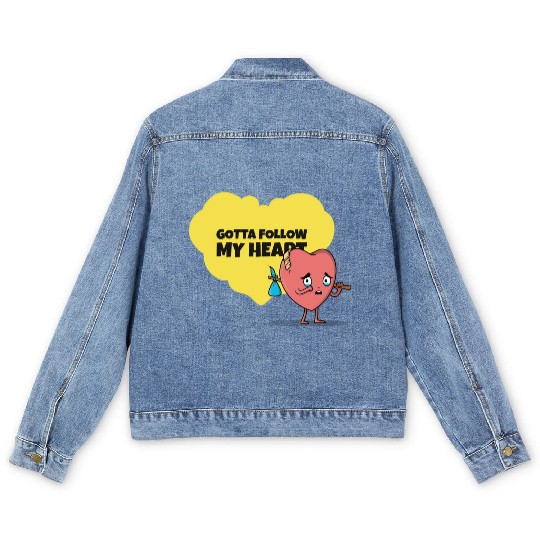 Gotta Follow My Heart Anti Valentine Heart Men's Denim Jackets