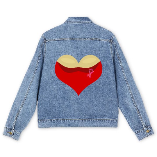 Cancer awareness Boobies love heart Men's Denim Jackets