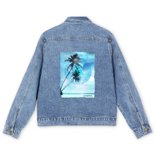 Artistic Lahaina Maui Hawaii Palm Tree Vacation Men's Denim Jackets