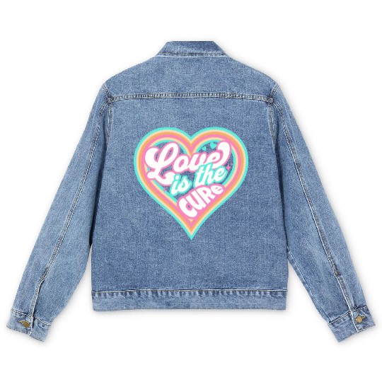 LOVE IS THE CURE (pink) Men's Denim Jackets