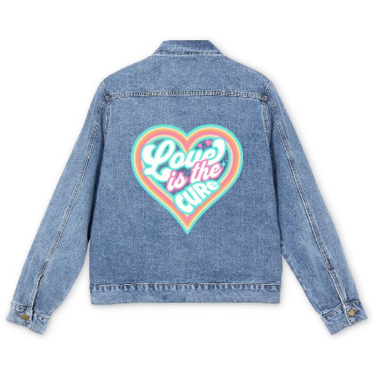 LOVE IS THE CURE (blue) Men's Denim Jackets