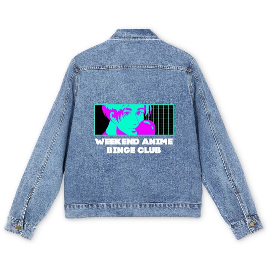 Weekend Anime Binge Club Kawaii Japanese Cute Japa Men's Denim Jackets