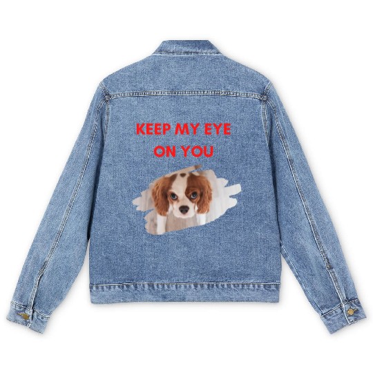 Funny dog, keep my eye on you for dog lovers. Men's Denim Jackets