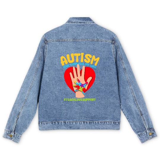 Autism Has Touched My Life Autism Teacher Men's Denim Jackets