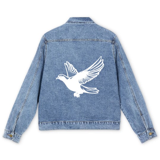 Pigeon In Flight With Wings Men's Denim Jackets