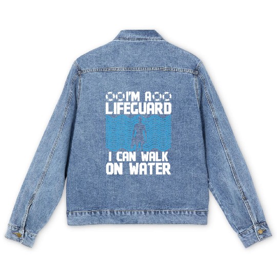 Lifeguard can walk on water swimming pool guard Men's Denim Jackets