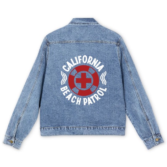 Lifeguard california beach patrol pool guard Men's Denim Jackets