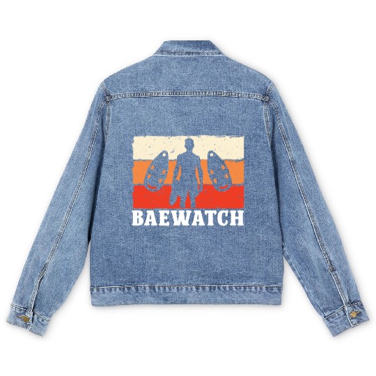 Lifeguard baewatch swimming pool guard sea rescuer Men's Denim Jackets