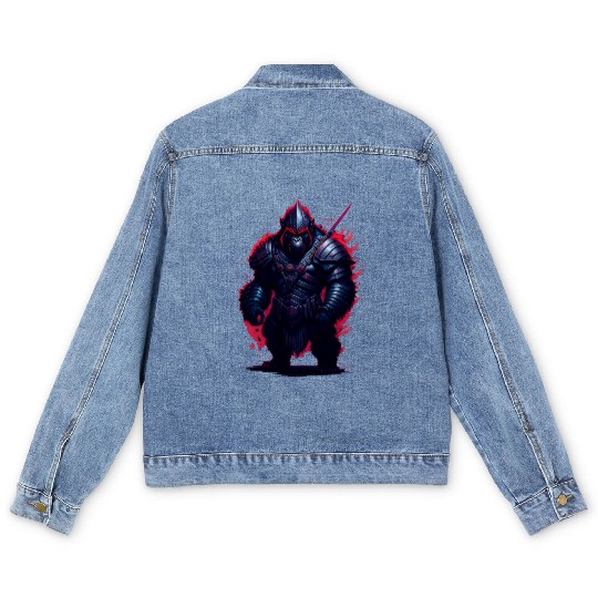 Amazing gorilla warrior Men's Denim Jackets