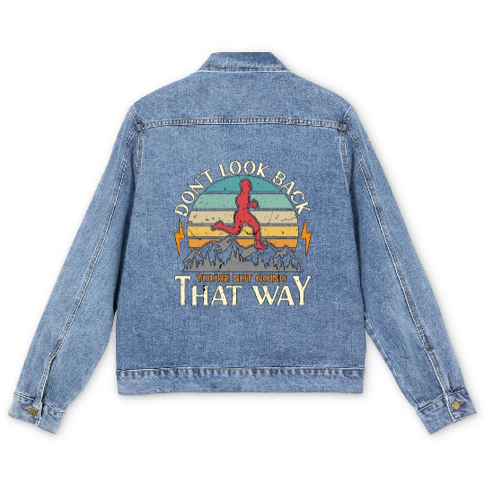 Cross Country Running Don't Look Back Retro Race Men's Denim Jackets