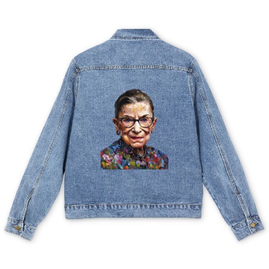 Ruth Bader Ginsburg portrait in a Monet style Men's Denim Jackets