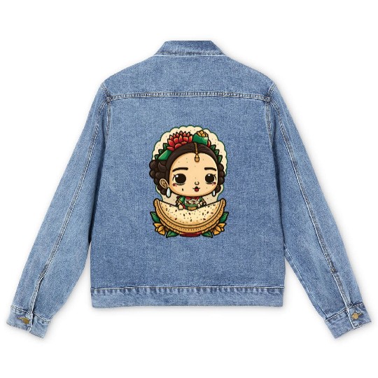 Frida Kahlo & Tacos Cinco De Mayo Mexican Fiesta Men's Denim Jackets