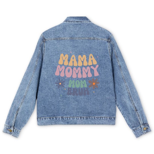 mama mommy mom bruh mother Men's Denim Jackets