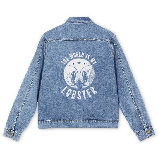 The World Is My Lobster Funny Vintage Graphic Men's Denim Jackets