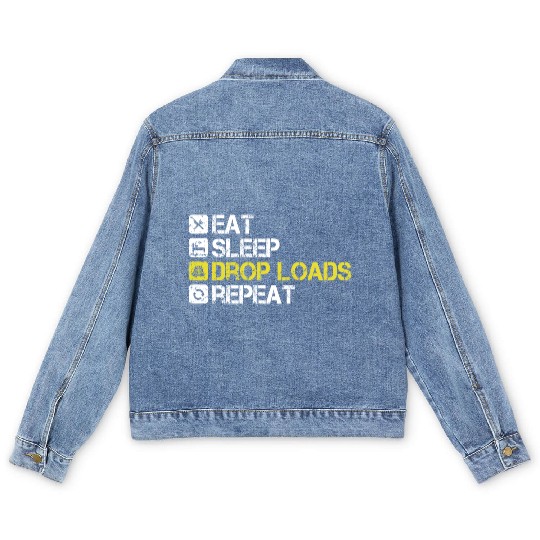 Eat Sleep Drop Loads Repeat Truck Driver Men's Denim Jackets