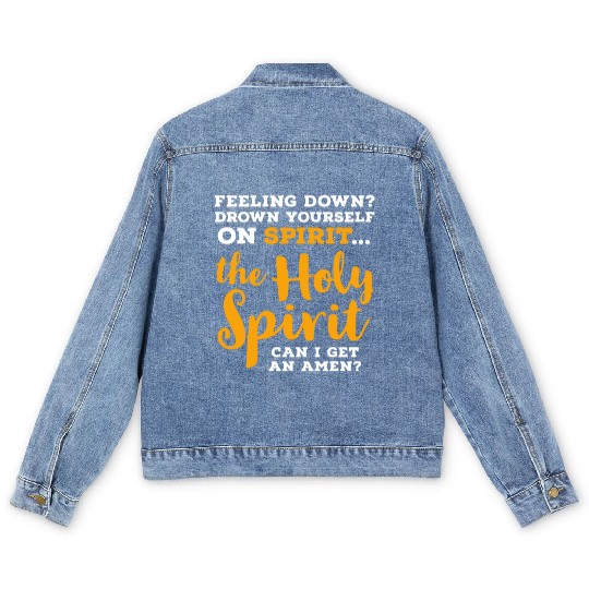 the Holy Spirit CAN I GET AN AMEN? Men's Denim Jackets