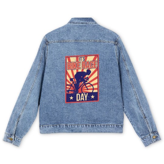 It's Bike Race Day Cycling Bicycle Racing Racer Men's Denim Jackets