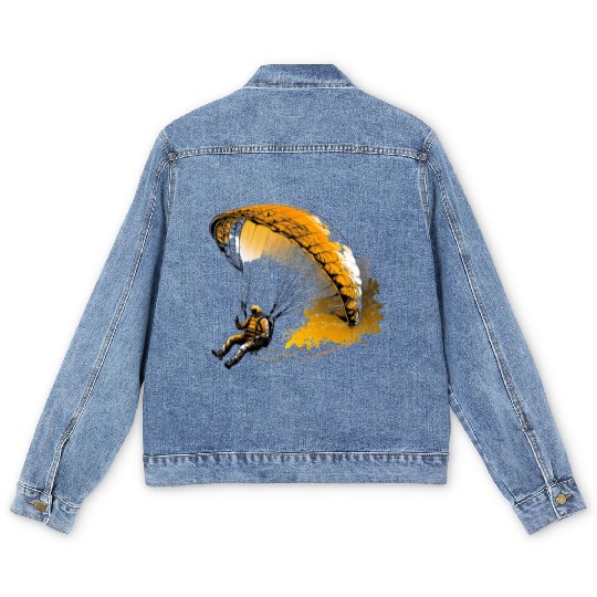 cool paraglider in action Men's Denim Jackets