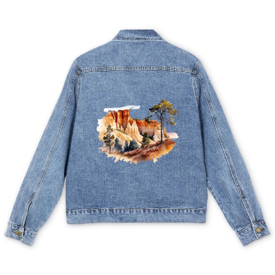 Bryce Canyon Watercolor Wonderland Men's Denim Jackets