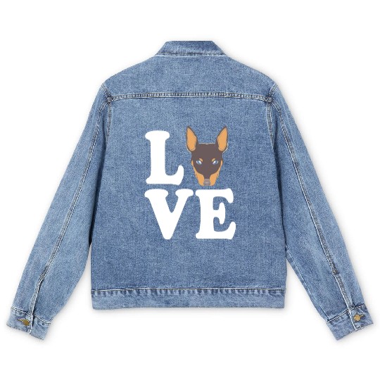 Miniature Pinscher Dog Owner I Love My Min Pin Men's Denim Jackets