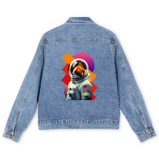 First Adventure with the Brave Goldfish Astronauts Men's Denim Jackets