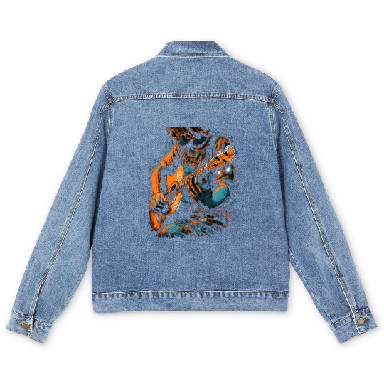 Guitar Player Guitarist Acoustic Music Band Men's Denim Jackets