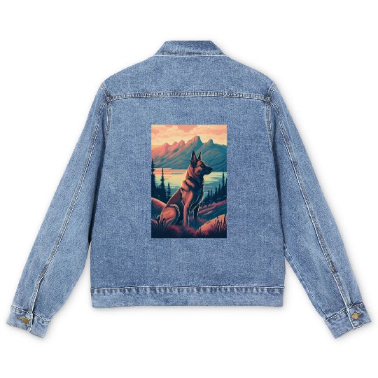 Belgian Malinois Nature Men's Denim Jackets