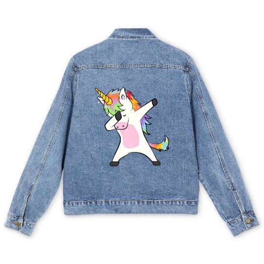 Cute dabbing unicorn dab dance girls boys children Men's Denim Jackets