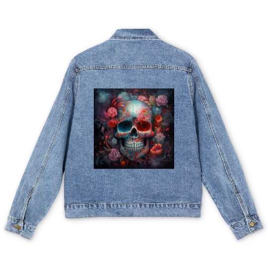 Pastel Flowery Skull Men's Denim Jackets