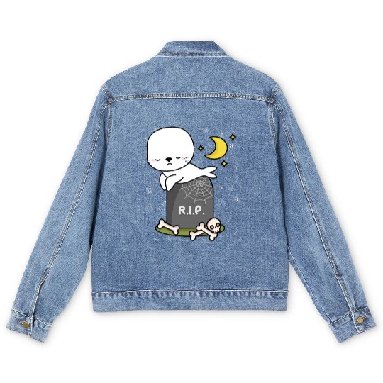 Boo Cute Seal Halloween design trick or treat RIP Men's Denim Jackets