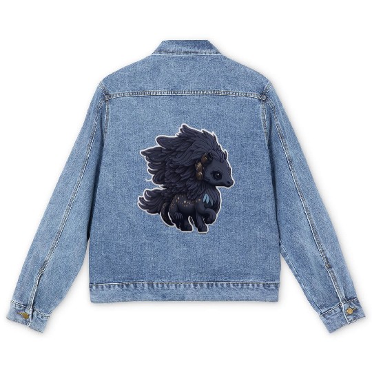 Midnight Flight of the Majestic Black Pegasus Men's Denim Jackets