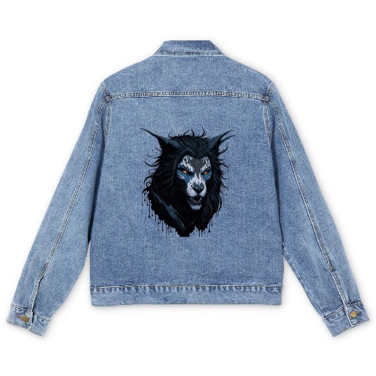 Chaos Unleashed of the Mythical Beast Fenrir Men's Denim Jackets