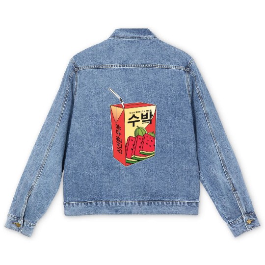 K Pop Watermelon Drink Korea Kpop Korean Drink Men's Denim Jackets