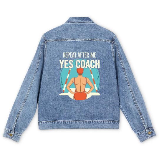 Swim Coaching Quote For A Swim Teacher Men's Denim Jackets