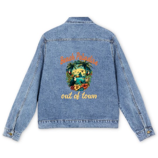 Beach Paradise Out Of Town for a Beach Men's Denim Jackets
