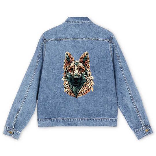 GERMAN SHEPHERD ART PUPPY DOG ANIMALS ART Men's Denim Jackets