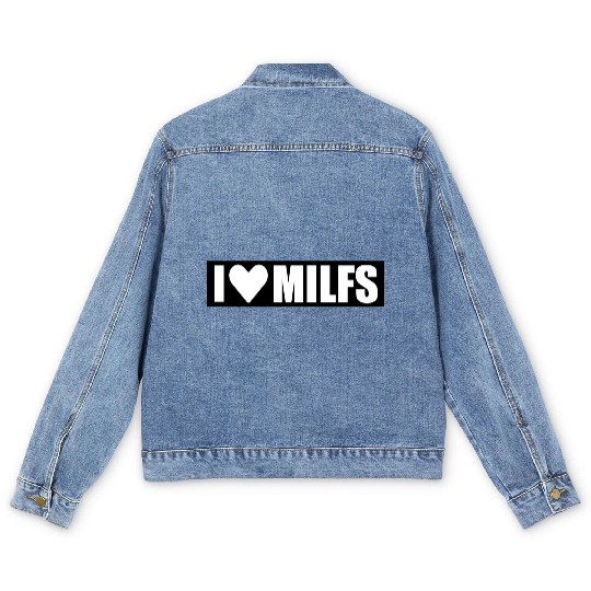 i love milfs black design Men's Denim Jackets
