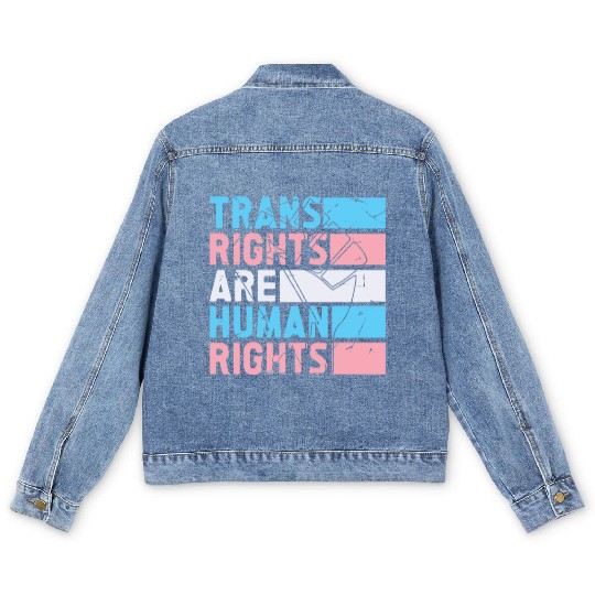 Trans Rights Are Human Rights Support LGBT Pride Men's Denim Jackets