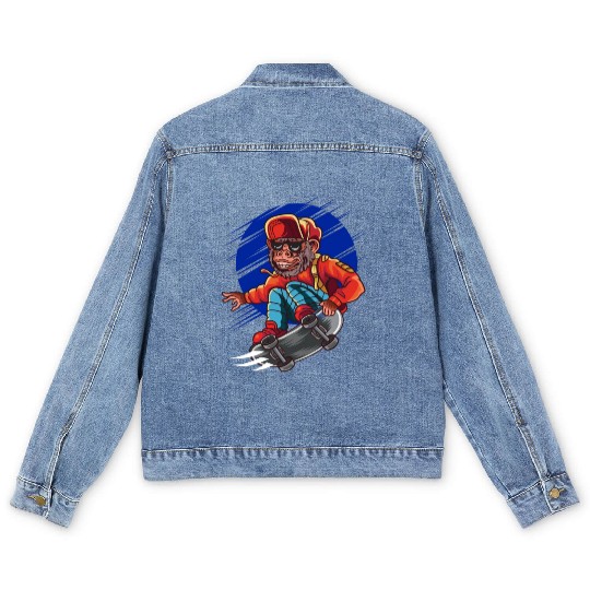 Monkey skater skateboard skateboarding Monkeys Men's Denim Jackets