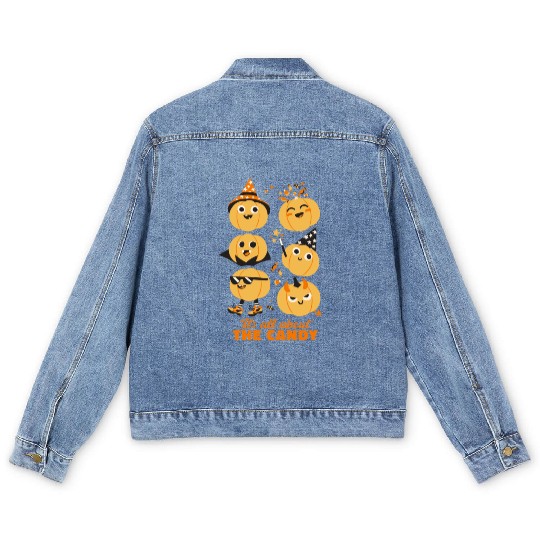 Halloween Pumpkin Cute Kids Candy Men's Denim Jackets
