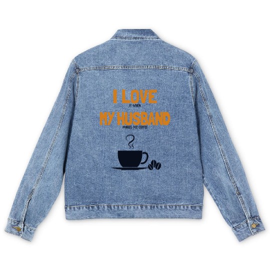 I love my Husband Coffee Queen Latte Art Barista Men's Denim Jackets