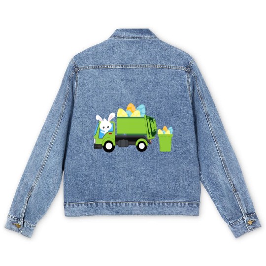Garbage Truck Easter Bunny Egg Hunt Toddler Kids B Men's Denim Jackets