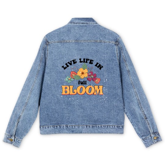 Cute wild floral Men's Denim Jackets, floral Men's Denim Jackets women